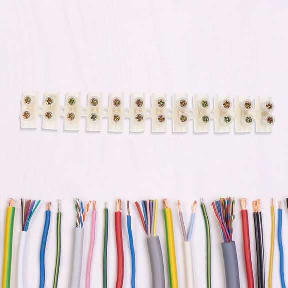 OFFIGAM 2-Pack Industrial White Terminal Blocks with Multiple Circuit Connections and Secure Screws for Electrical Wiring