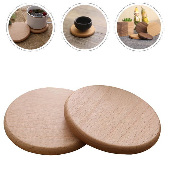 OFFIGAM Set of 2 Round Wood Drink 3.46 Inch Insulated Design Perfect Wedding