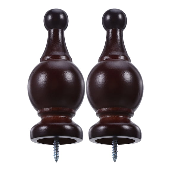 OFFIGAM Coffee Wood Finials, Rustic Decor for DIY Curtain Rods, Screw on, 2Pcs