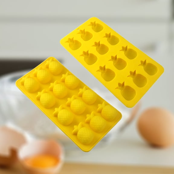OFFIGAM 2Pcs Yellow Pineapple Silicone Mold for Cake Decorating Nonstick and Microwave Safe 11.8x4.1x0.8in