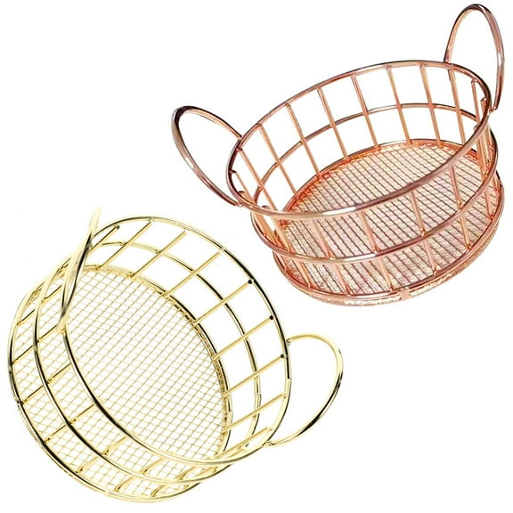 OFFIGAM Set of 2 Modern Metal Wire Baskets for Desktop Storage, Smooth Design Organizers for Office and Home