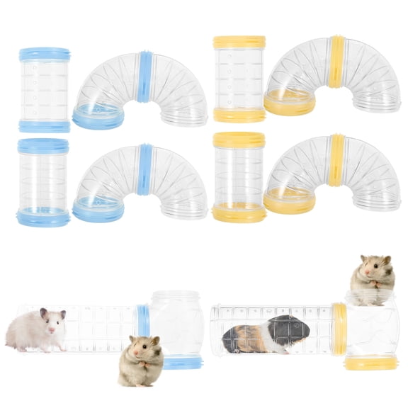 OFFIGAM 2 Sets Assorted Color Plastic Hamster Tunnel Tubes Cage Accessories for Small Pets