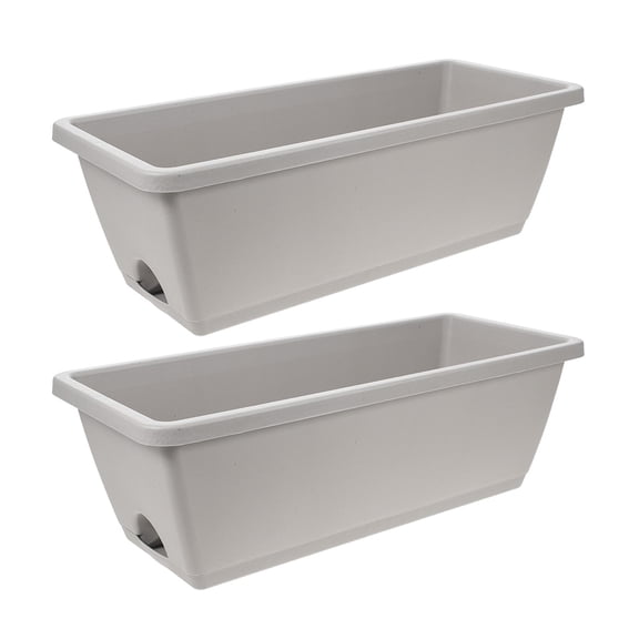 OFFIGAM 2Sets Lightweight Windowsill Planter Trough Light Grey Resin for Gardening Accessories