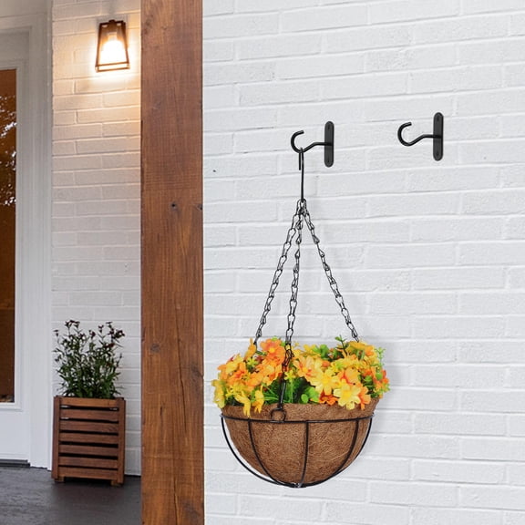 OFFIGAM 2Sets Metal Ceiling Hooks Black Hanging Plant Holders with Strong Load Capacity