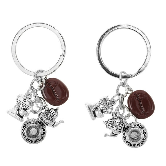 OFFIGAM 2-Pack Coffee Bean Keychain Set, Coffee Theme Pendant Keyring, Handbag Charm for Daily Use and