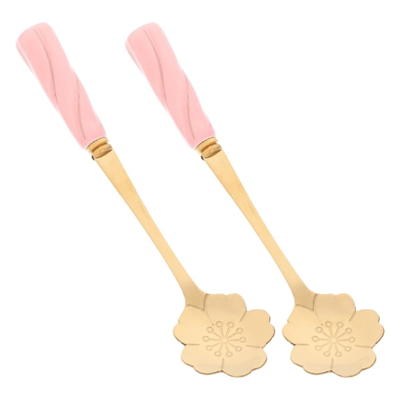 OFFIGAM 2pcs Cute Flower Tea Spoons Stainless Steel Coffee Stirring Spoons For Dessert Small Petal Shaped Spoons For Tea And Coffee Creative Tableware For Tea Party
