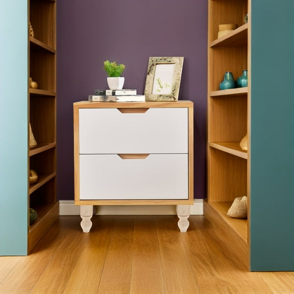 OFFIGAM Stable Beige Wood Carved Furniture Legs for Modern Decor 2Pcs