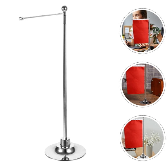 OFFIGAM 2pcs Desktop Decoration Flag Pole With Base For Business Trips Stainless Steel Indoor Flag Pole