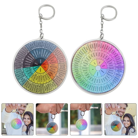 OFFIGAM 2-Pack Feeling Wheel Keychain Set Portable Emotional Regulation Tool Lightweight Stress Relief Accessory