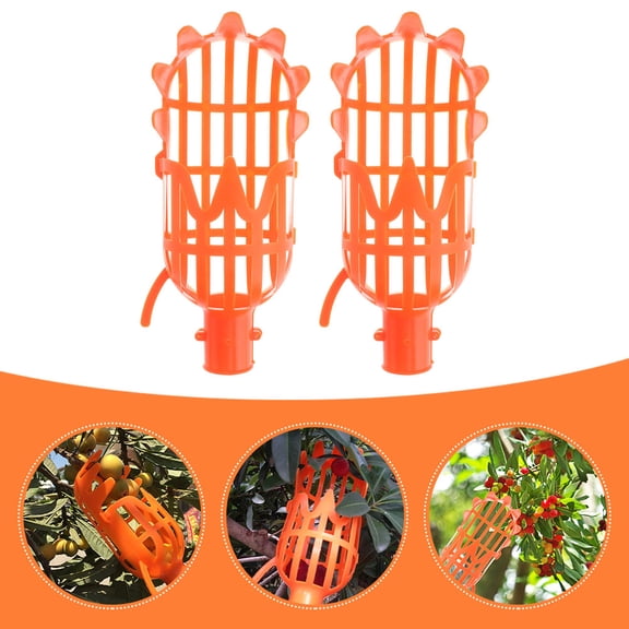 OFFIGAM Fruit Picker Reach Portable Fruit Picking Tool PP Orange 2 Pieces for Farmers and Gardeners