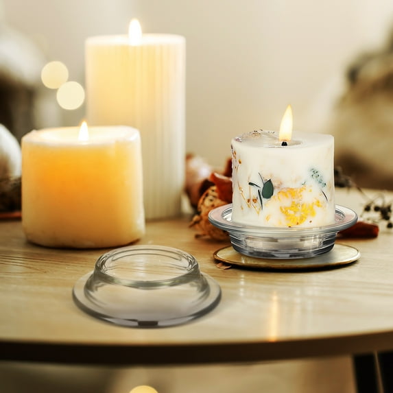 OFFIGAM 2-Pack Glass Wax Melt Warmer Dishes, Transparent Fragrant Oil Warmer Plates, Replacement Scented Candle Melting Bowls for Aromatherapy 4.52x4.52x1.10in