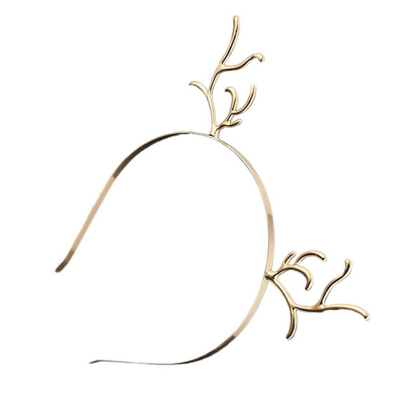 OFFIGAM 2-Piece Holiday Headwear Set for Women with Golden Antlers and Alloy Photo Props