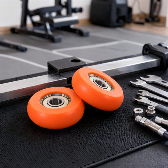 OFFIGAM Indoor Rower Seat Guide Wheels Orange Pom Steel for Quiet Workout