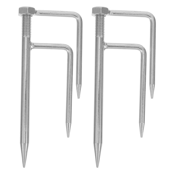 OFFIGAM 2Pcs Compact Plated Silver Umbrella Anchor with Firm Three Prong Design