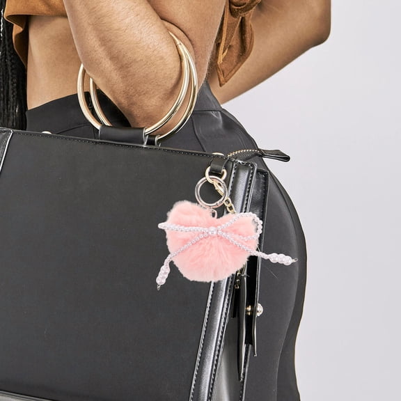 OFFIGAM 2pcs Soft Heart Key Ring Key Holder for Purse Backpack Car Keys Pink