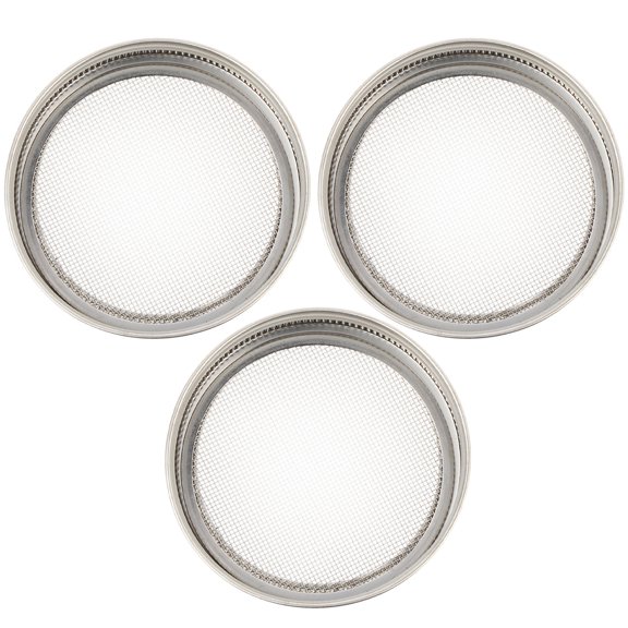OFFIGAM 3 Pcs Mason Jar Wide Mouth Lid Stainless Steel for Straining Liquids Easily