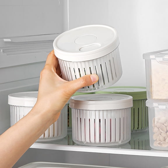OFFIGAM 3-Piece White Vegetable Storage Box Set, PP Produce Keeper for Refrigerator Freshness