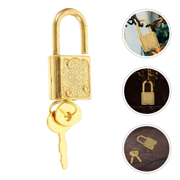 OFFIGAM Kids Safe Pirate Treasure Chest Padlock Set, Golden Plastic Toy Locks, 3 Pieces for Children