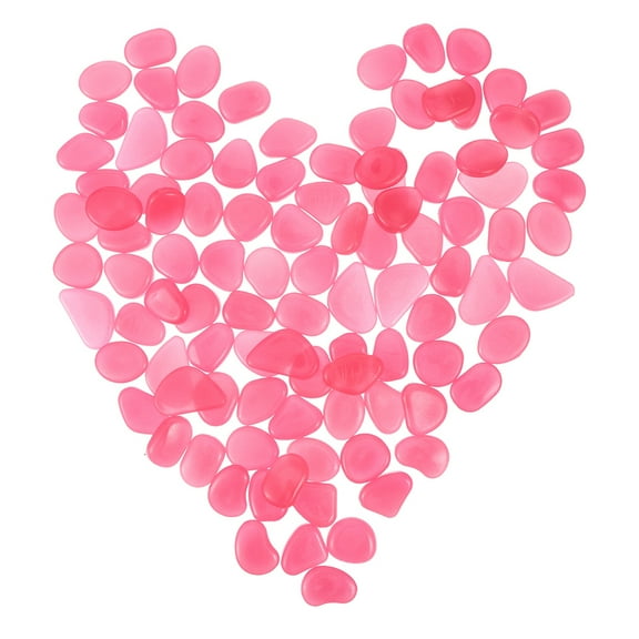OFFIGAM 300Pcs Waterproof Pink Glowing Pebbles Resin Stones for Aquarium Pathway Decoration