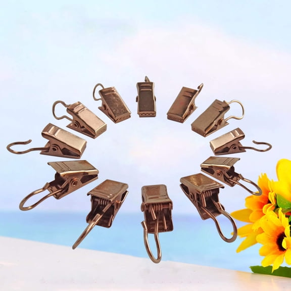 OFFIGAM 30Pcs Iron Curtain Loop Clips in Plated Gold Color for Simple Drapery Setup