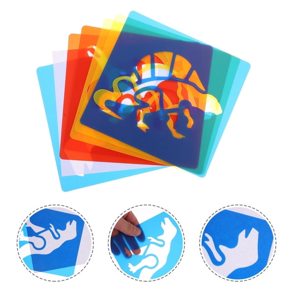 OFFIGAM Dinosaur World H-17 PP Plastic Reusable Stencils Assorted Color 30 Pieces