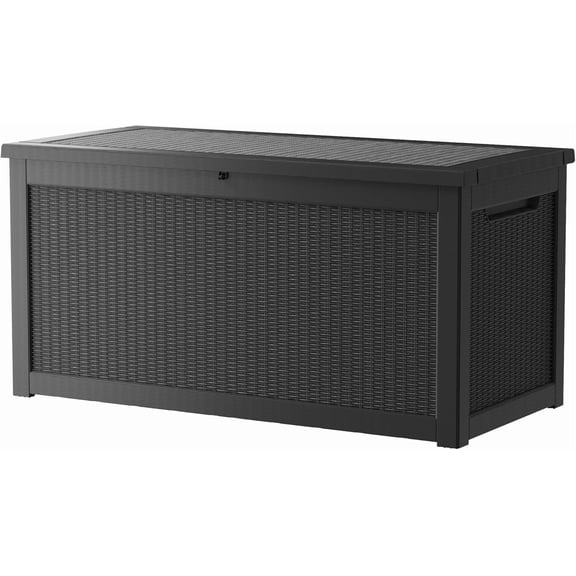 OFFIGAM 320Gal Lockable Resin Deck Box Waterproof UV-Resistant Outdoor Storage Black