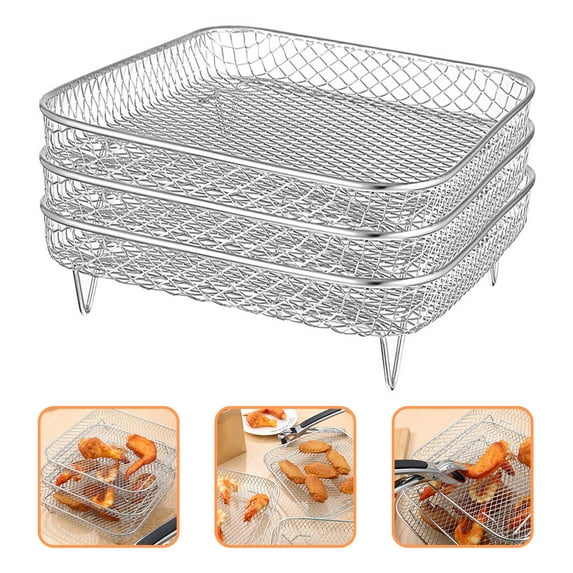 OFFIGAM 3Pcs Multi Use Stainless Steel Air Fryer Steamer Rack for Cake and Meat