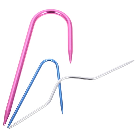 OFFIGAM 3Pcs Aluminum Crochet U Shaped Needle Set for Knitting Yarn Cable Stitching Accessories
