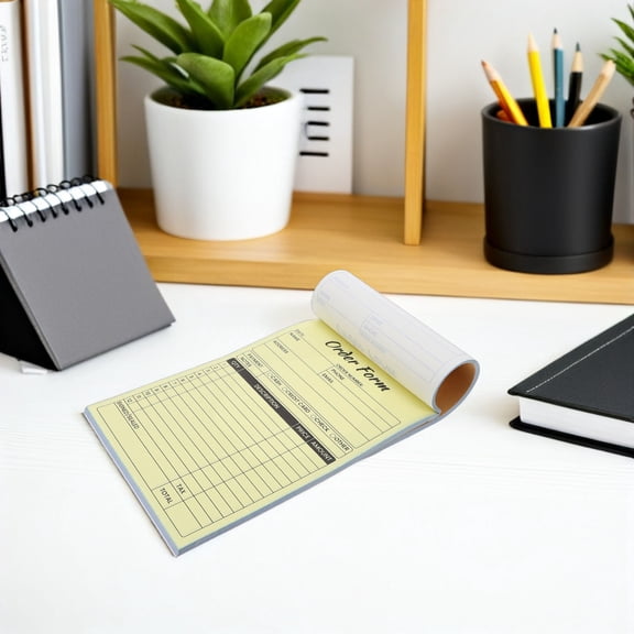 OFFIGAM 3Pcs Business Order Form Notebook with Duplicate Receipt Pad for Efficient Tracking in White