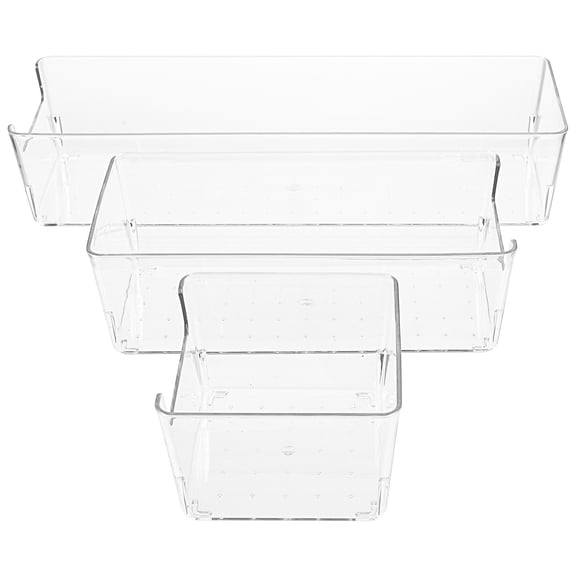 OFFIGAM Clear Plastic Drawer Storage Boxes Multipurpose Sundry Storage Cases 3 Pieces