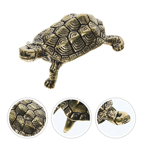 OFFIGAM Golden Copper Turtle Figurine Retro Tortoise Sculpture for Home Decor 3Pcs