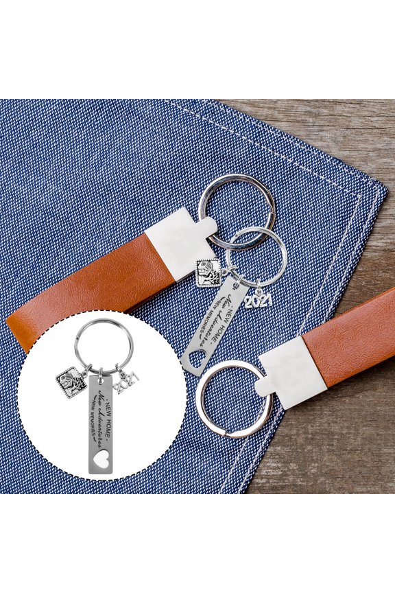 3Pcs House Shaped Pendant Keychains Chic Stainless Steel Key Holding Car Key Ornament