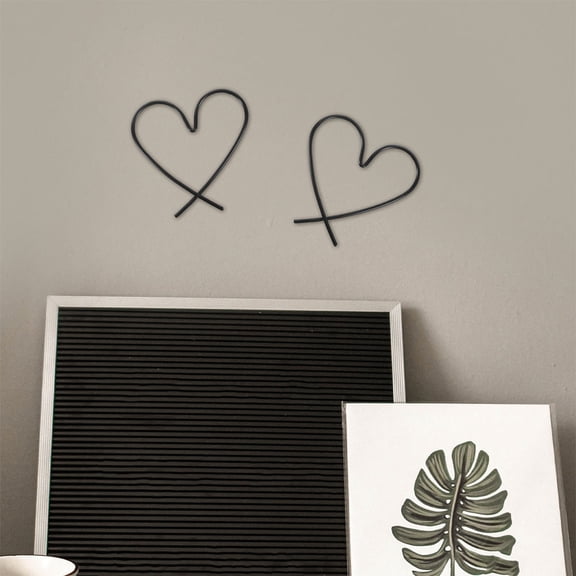 OFFIGAM 3Pcs Decorative Metal Wall Decor Black Heart Shape for Living Room Wall Ornament