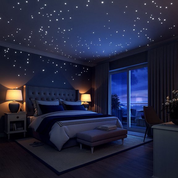 OFFIGAM 3Pcs Light Yellow Luminous Wall Stickers Star Dot Decals for Attractive Wall Decoration