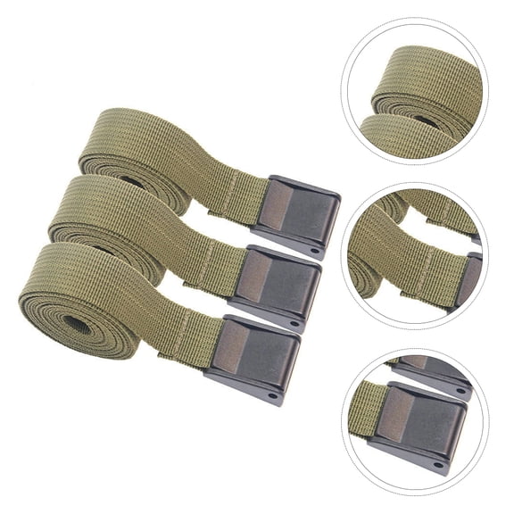 OFFIGAM 3-Pack Green Luggage Straps with PP Webbing for Outdoor Tent, Mat, and Gear Fastening