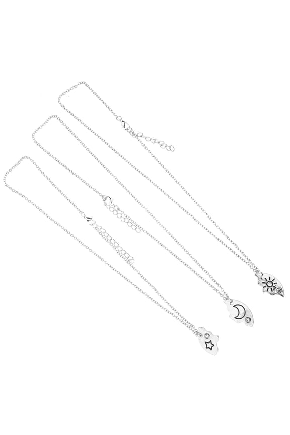 3-Piece Star and Moon Necklace Set for Couples and Friends, Matching Pendant Jewelry