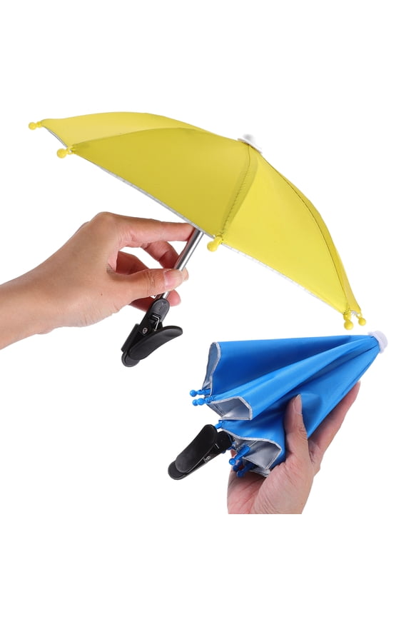 3-Pack Mini Phone Umbrellas with Polyester Canopy, Stainless Steel Frame, Plastic Handle, Heat for Smartphones