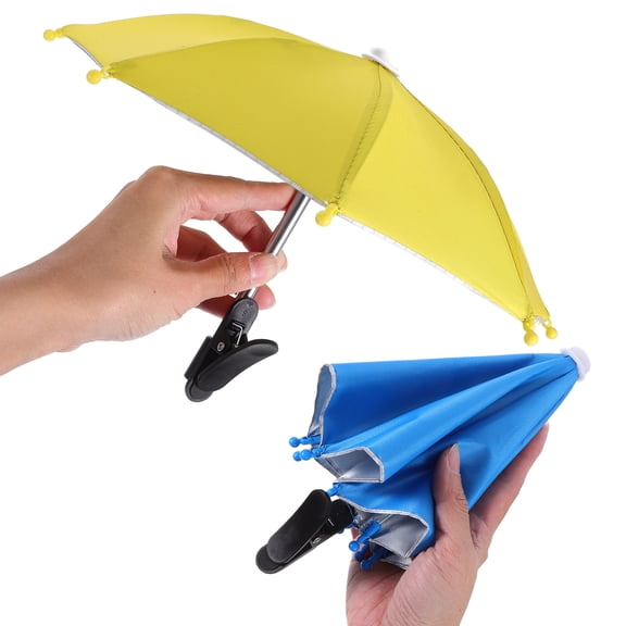 OFFIGAM 3-Pack Mini Phone Umbrellas with Polyester Canopy, Stainless Steel Frame, Plastic Handle, Heat for Smartphones