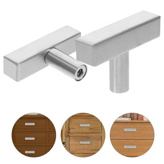 OFFIGAM 3Pcs Stainless Steel Silver Kitchen Cabinet Handles with Ergonomic T Bar