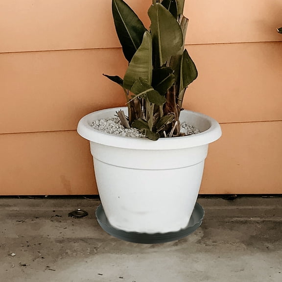 OFFIGAM 3-Pack Small Green Plastic Plant Pots Trays with Non- Base for Pots Protecting Household