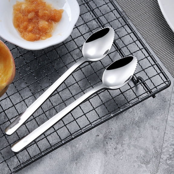 OFFIGAM 3Pcs Plated Silver Stainless Steel Fruit Spoons High Gloss Polished Easy Grip Handles