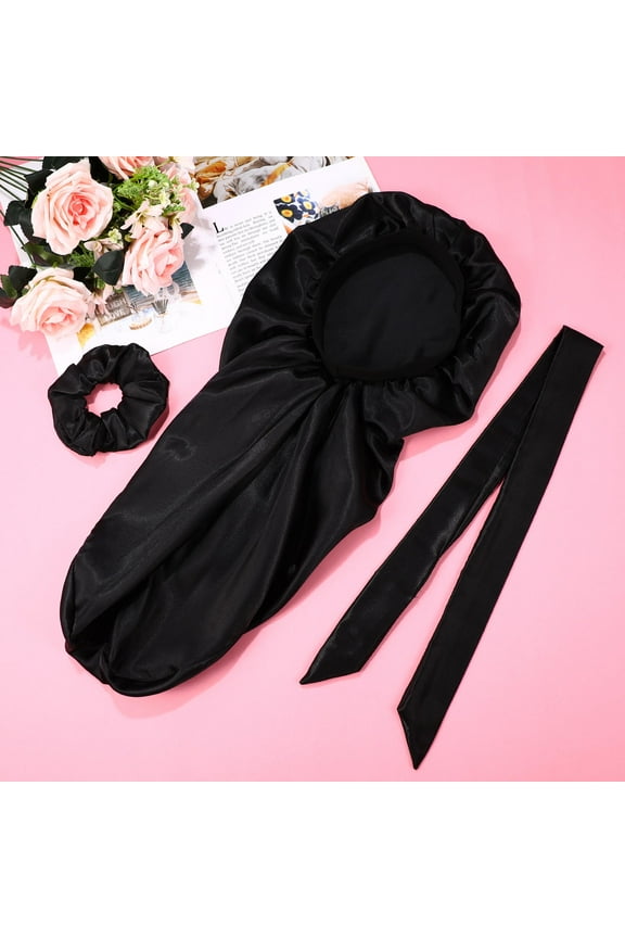 3-Pack Satin Bonnets for Braids with Elastic Band and Satin Headbands for Hair