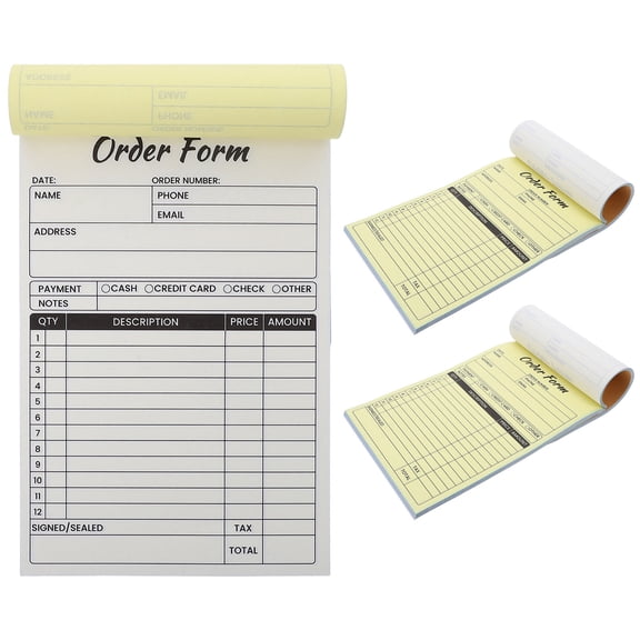 OFFIGAM 3Pcs Small Business Invoice Receipt Book White Order Form Pad with Duplicate Copies