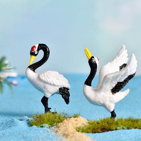 OFFIGAM Elegant White Resin Crane Figurines for Home Decor, Event Decorations, Tabletop Ornaments, and Ideas