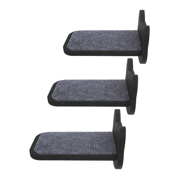 OFFIGAM 3Pcs Wall Mounted Cat Shelves Grey Wooden Cat Wall Platforms with Non Slip Felt Surface