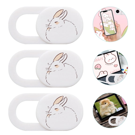 OFFIGAM 3Pcs White Camera Cover Slide Privacy Shield for Phone Laptop Tablet Self Adhesive