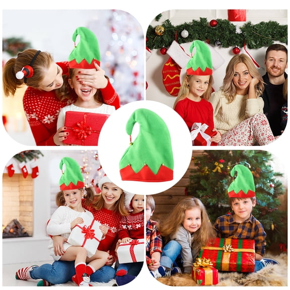 OFFIGAM 3Set Holiday Accessories Elf Hat Flannel Green Creative Headwears for Women