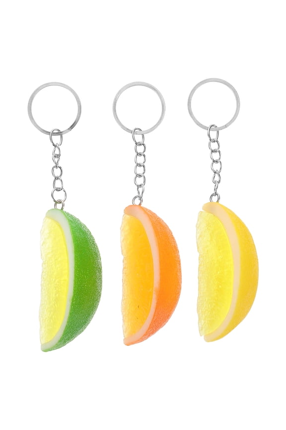 3-Pack Decorative Keychains with PVC Faux Lemons for Keys, Travel, Daily Use, and Outdoor Activities