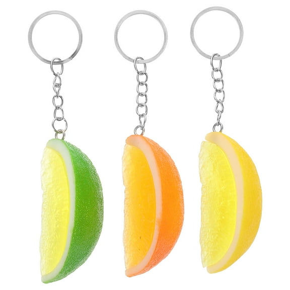 OFFIGAM 3-Pack Decorative Keychains with PVC Faux Lemons for Keys, Travel, Daily Use, and Outdoor Activities