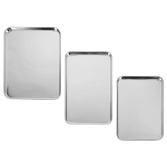 OFFIGAM Set of 3 Professional Grade Stainless Steel Baking and Roasting Pans for Kitchen Cookware